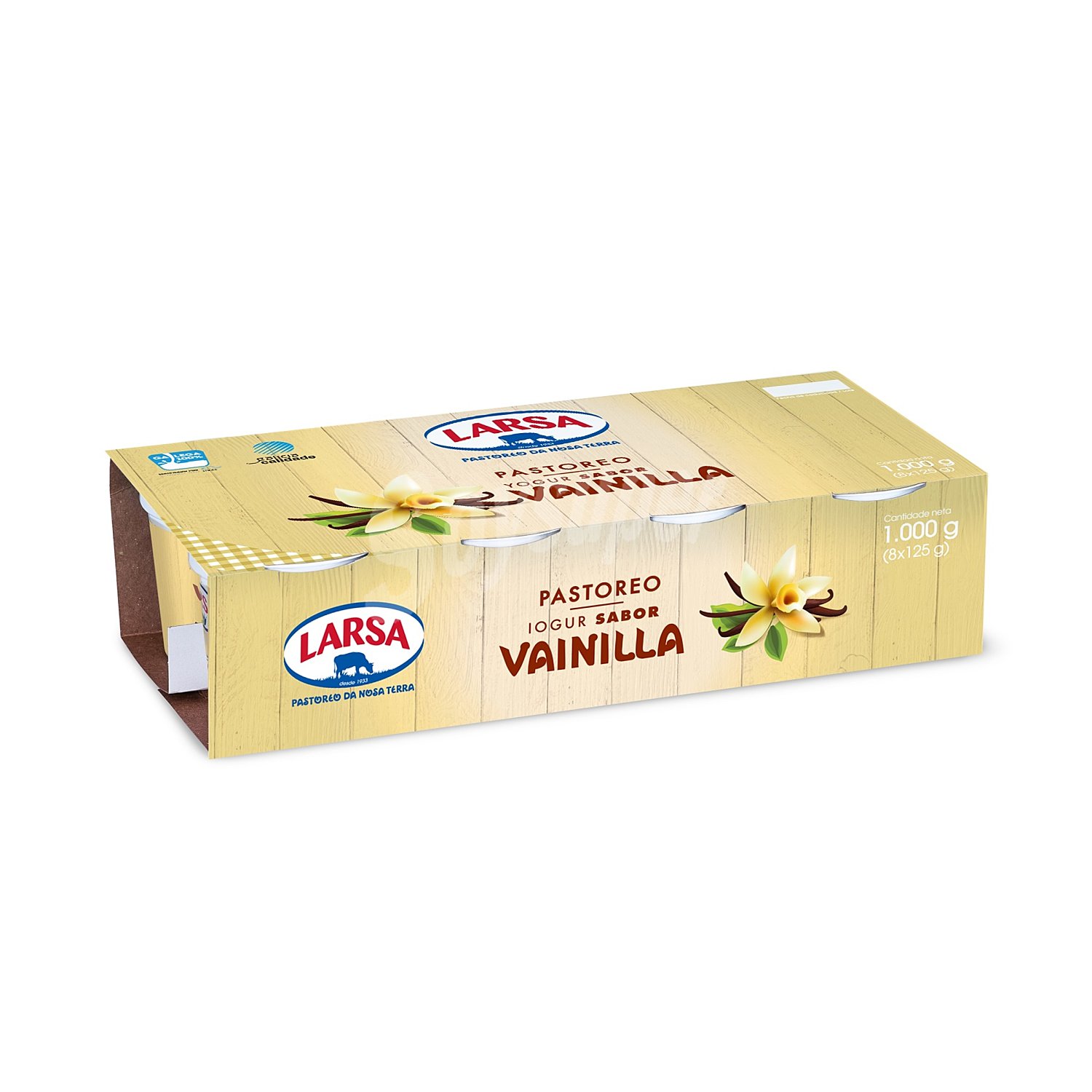 Yogur sabor vainilla pack 8 unidades 125 gr