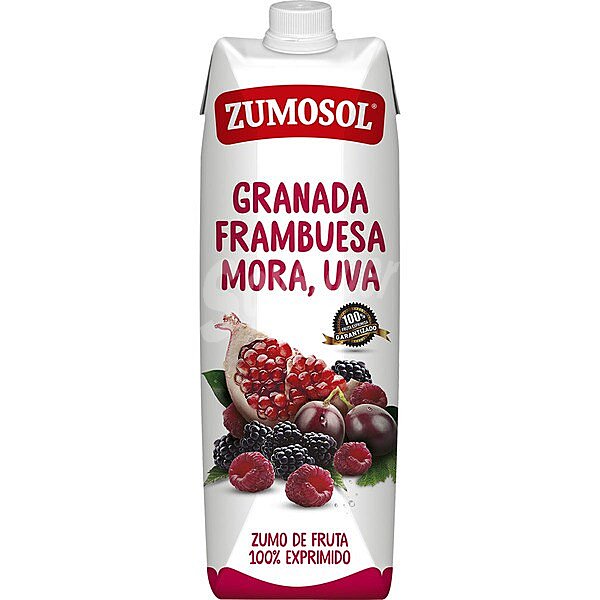 Zumo de granada, frambuesa, uva y mora