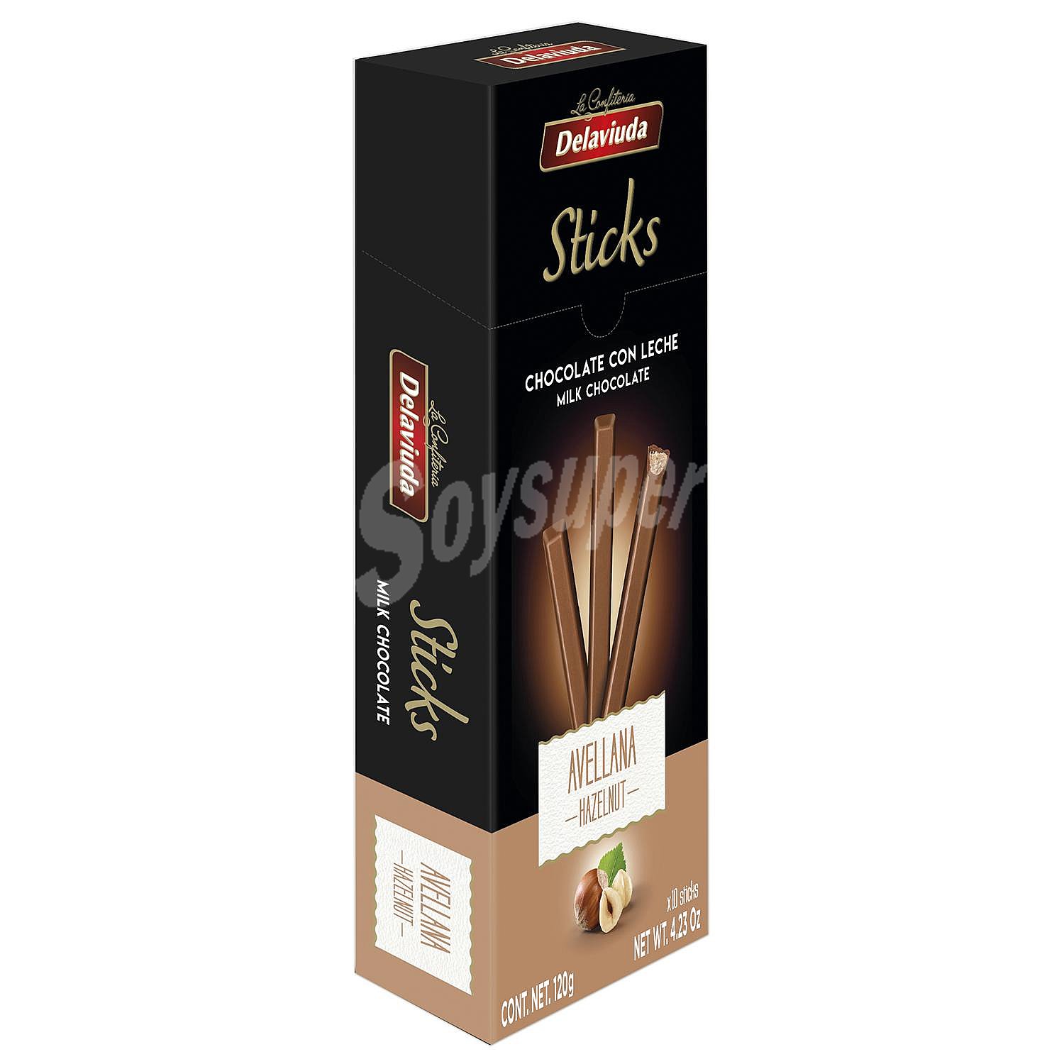 Turrón de chocolate con avellanas en sticks Delaviuda