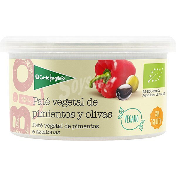 BIO paté vegetal de pimientos y olivas ecológico sin gluten y sin lactosa