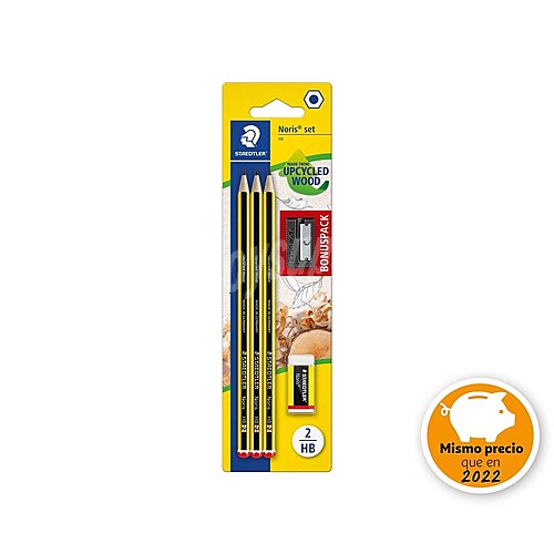 Blister 3 lapices noris 120-2 + 1 goma 526 n40 + 1 sacapuntas 510 50, staedtler.