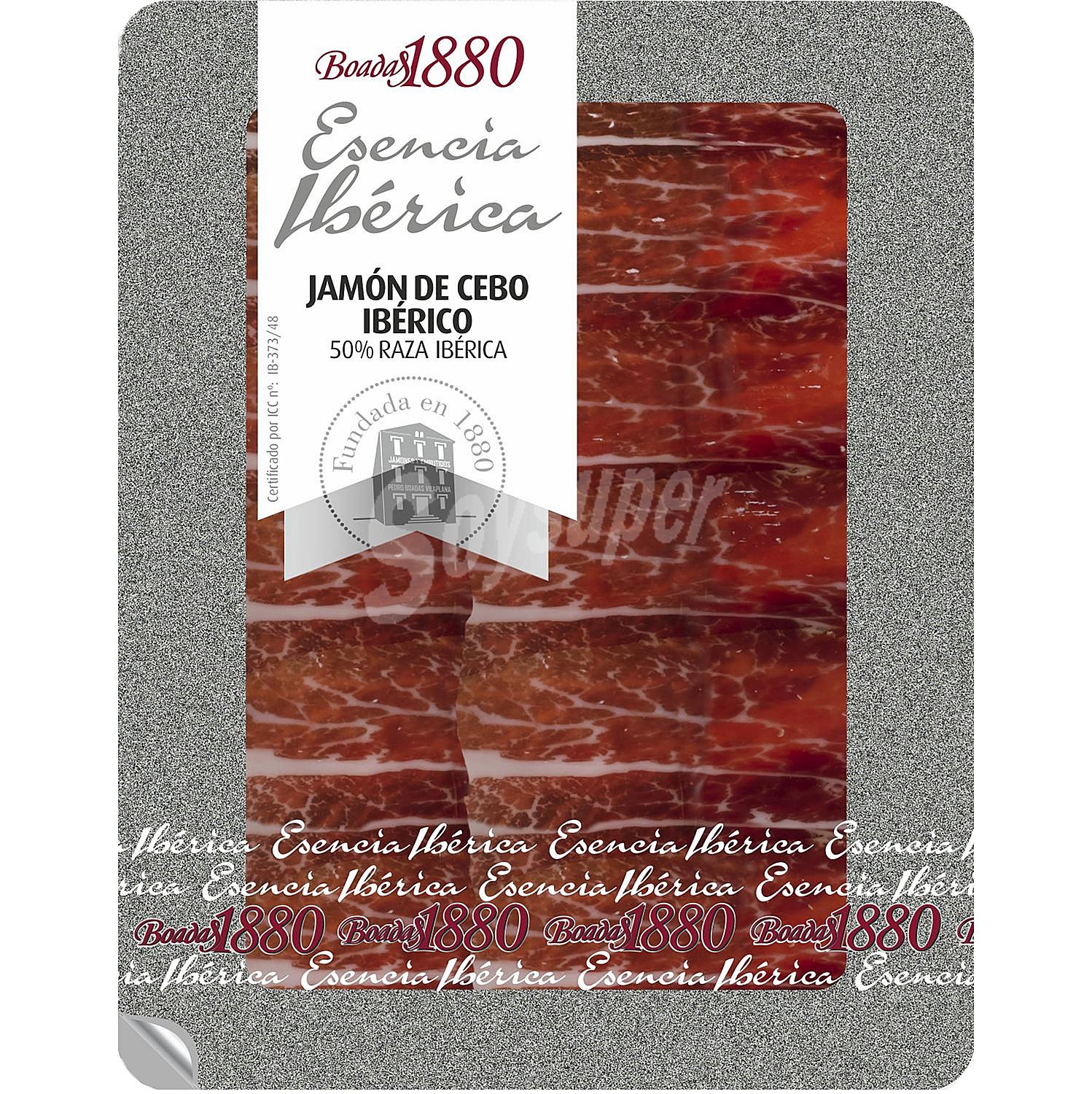 Jamón de cebo ibérico Esencia ibérica en lonchas Boadas sin lactosa 1880