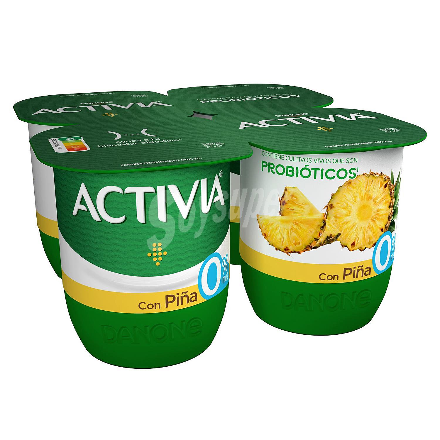 Bífidus desnatado con piña Danone Activia