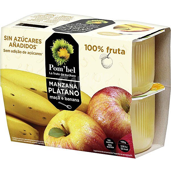 Compota de manzana y plátano 100% fruta sin gluten