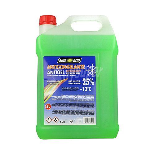 Líquido refrigerante con temperatura de protección de hasta -13ºC, verde, 25% Monoetilenglicol, autobrill