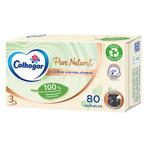 Colhogar Tissue faciales Pure Natural con fibras naturales colhogar