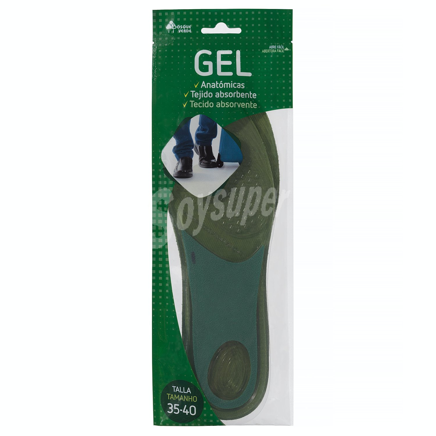 Plantilla gel anatómica tejido absorbente talla 35-40