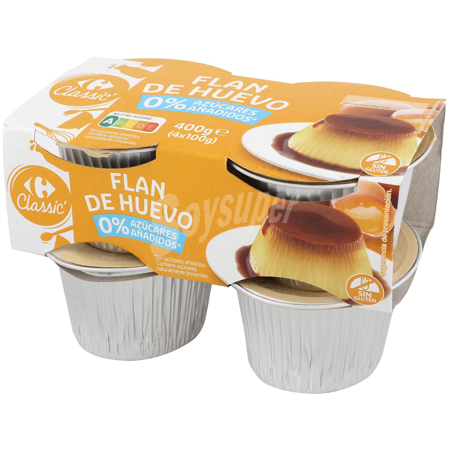 Flan de huevo sin azúcar añadido Carrefour sin gluten