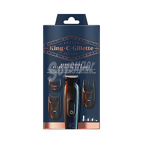 Gillette Recortadora de barba eléctrica, con 3 peines intercambiables gillette King