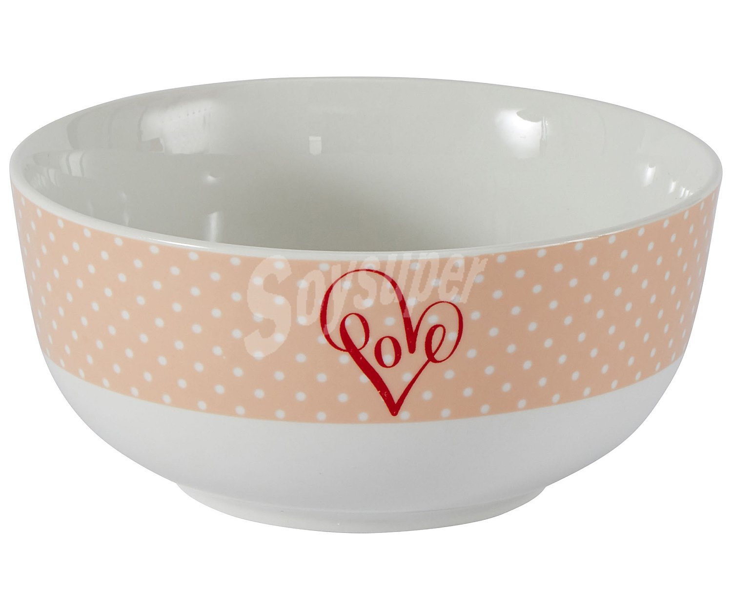 Bol multiuso de porcelana, 13,5cm, decorado Love, actuel