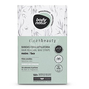 Bandas de cera depilatoria facial pieles sensibles Clean Beauty