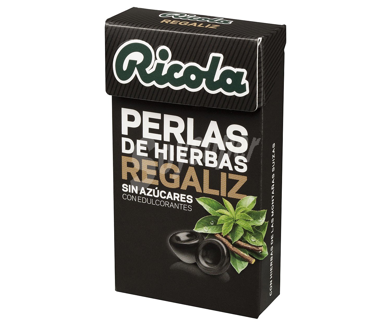 Perlas de hierbas suizas, sin azúcar y con edulcorantes y con sabor a regaliz