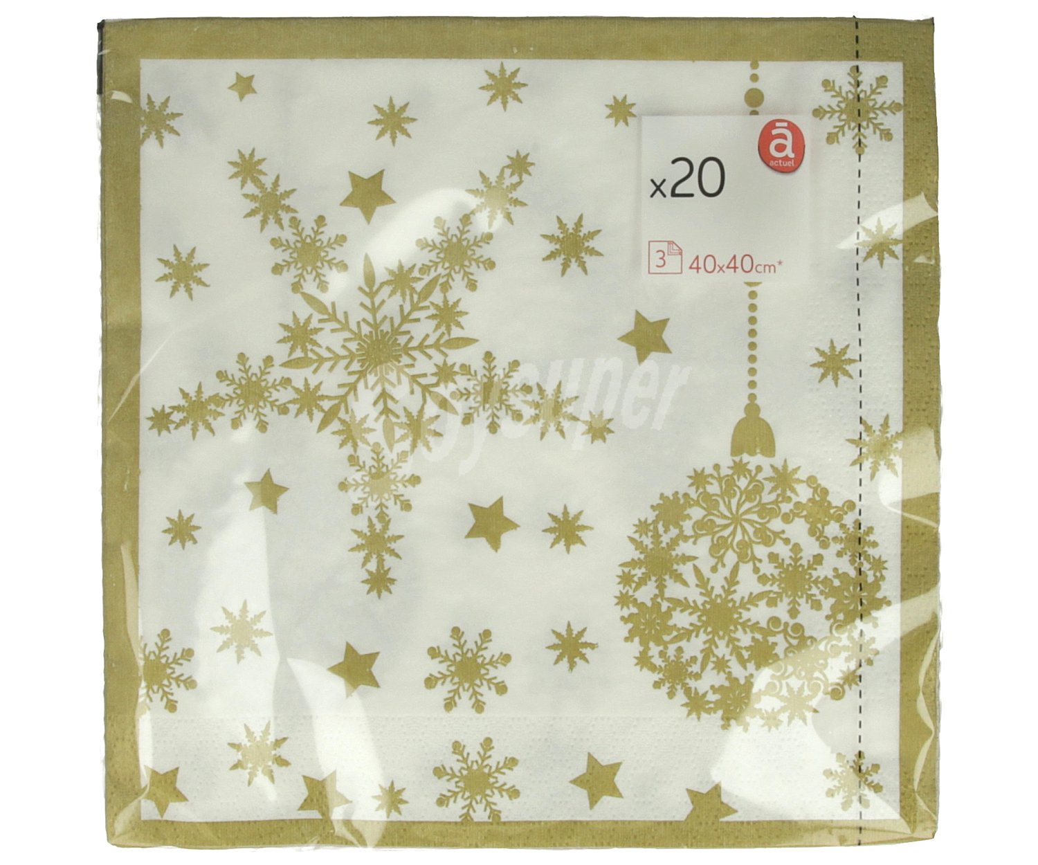 Servilletas de papel con adornos navideños de color blanco y oro, actuel Sparkling winter