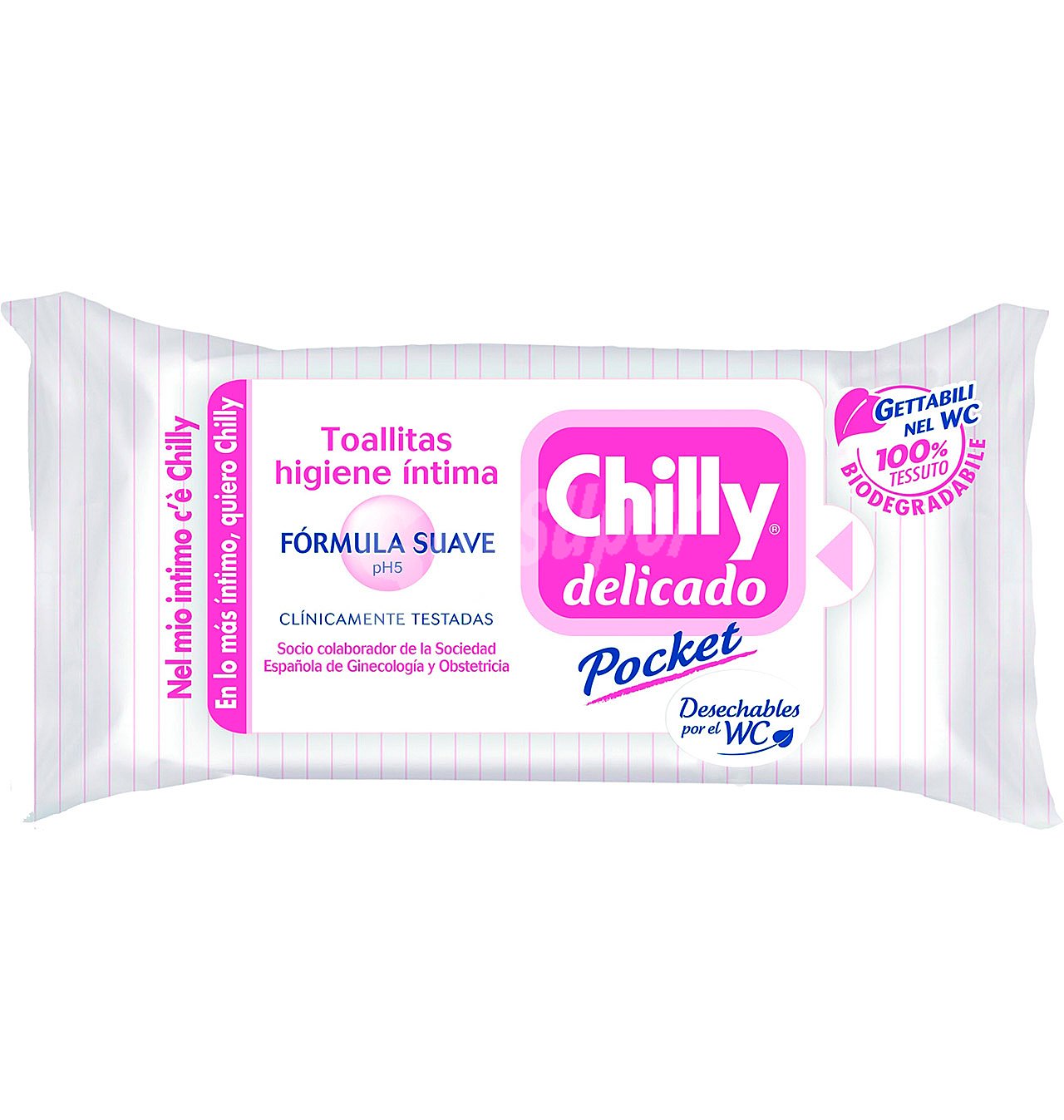 Toallitas humedas biodegradables, para higiene intima, con pH5 y acción antiolor fresh