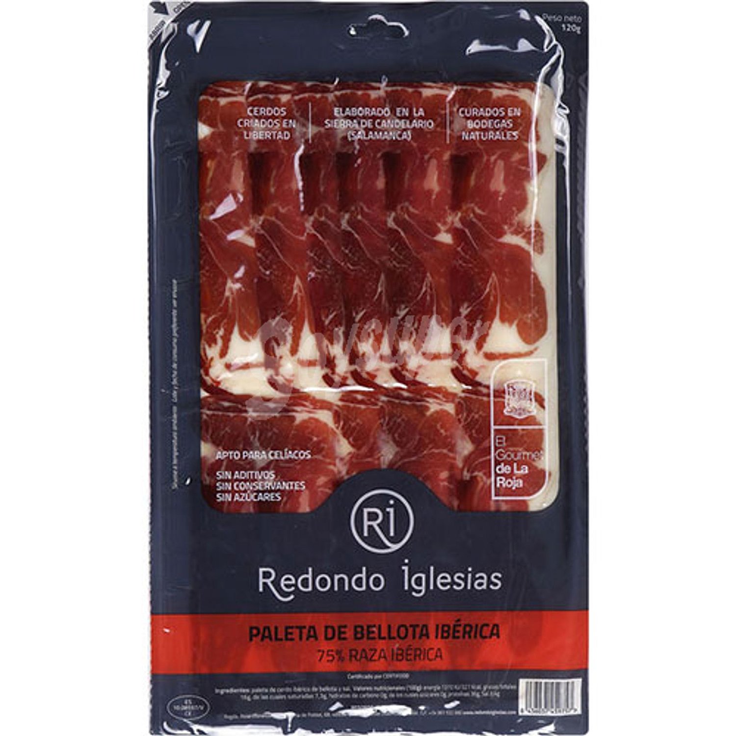 Paleta de bellota ibérica 75% raza ibérica en lonchas