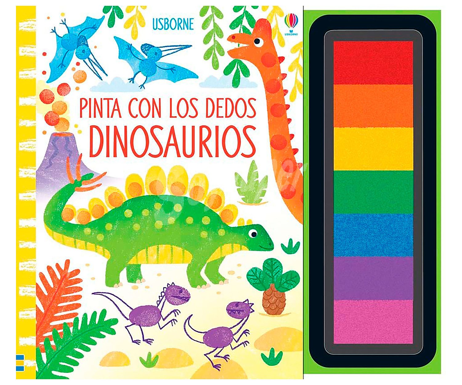 Pinta con los dedos Dinosaurios, fiona watt. Género: infantil, colorear. Editorial Usborne.