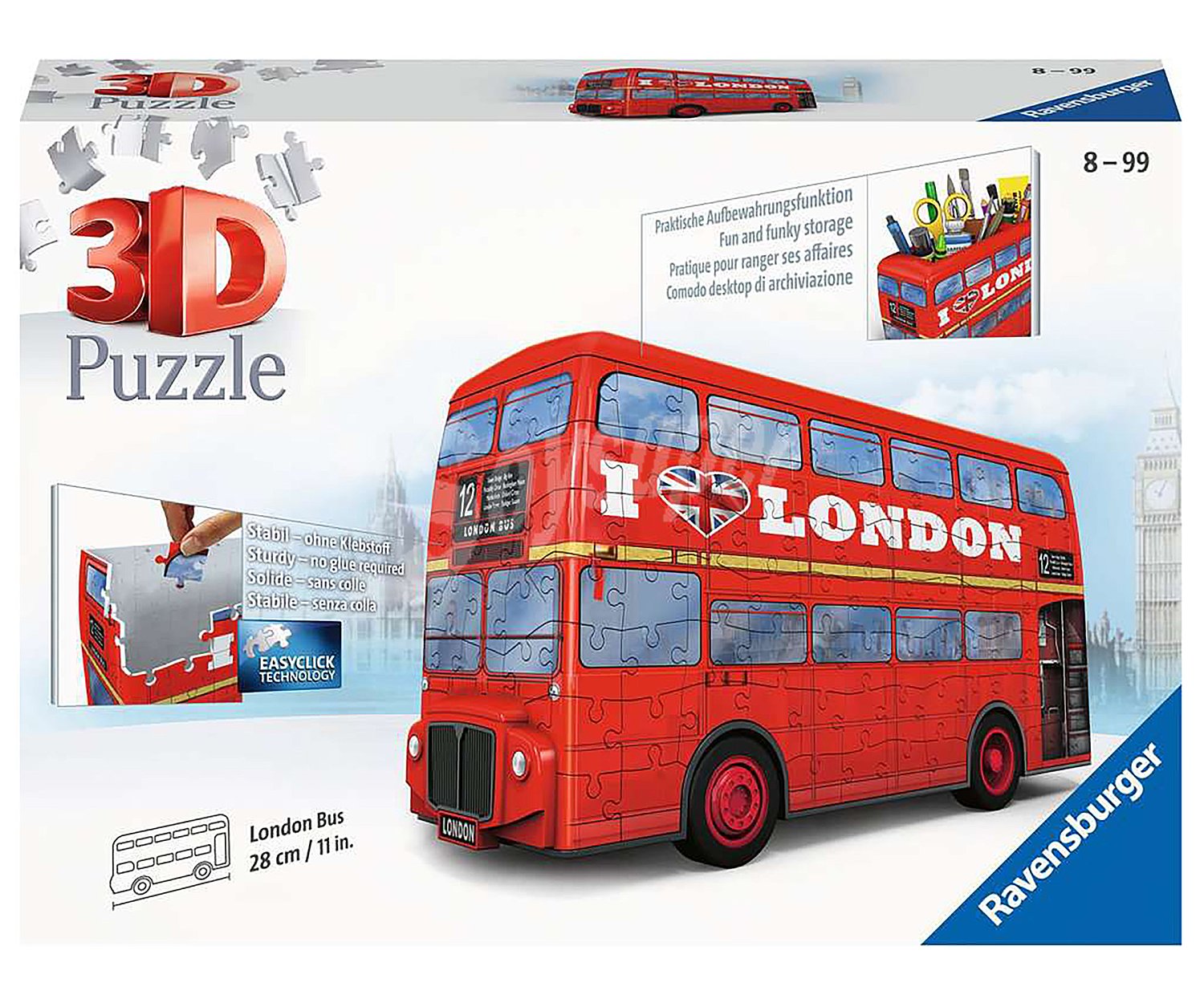 Puzzle 3D con 216 piezas London Bus ravensburger Night edition