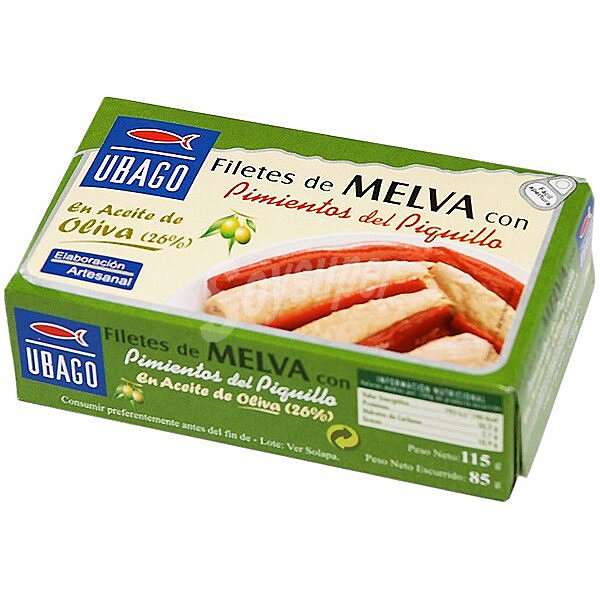 filetes de melva con pimientos del piquillo en aceite de oliva