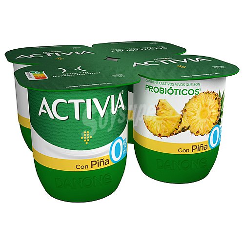 Activia Bífidus desnatado (0% materia grasa) con trocitos de piña activia 0% de Danone