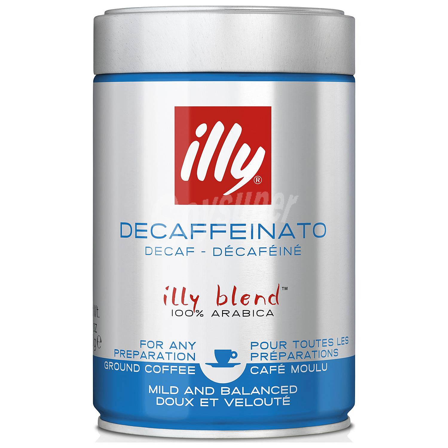 Café molido natural descafeinado Illy