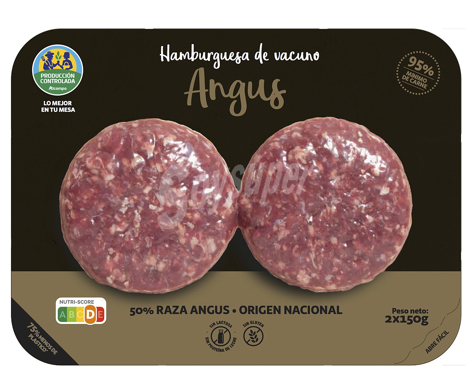 Hamburguesa de añojo Angus de origen nacional alcampo producción controlada