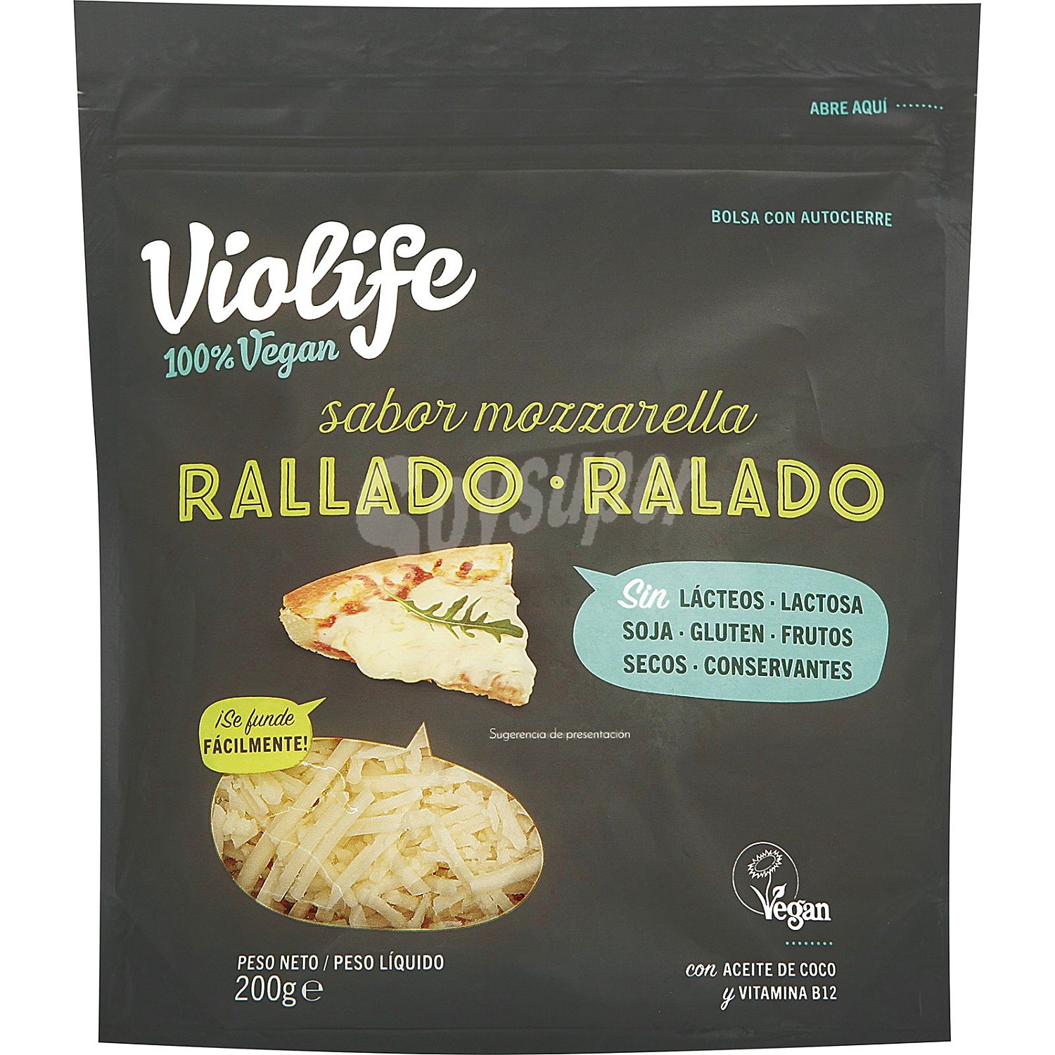 Rallado vegano sabor mozzarella sin gluten ni lácteos