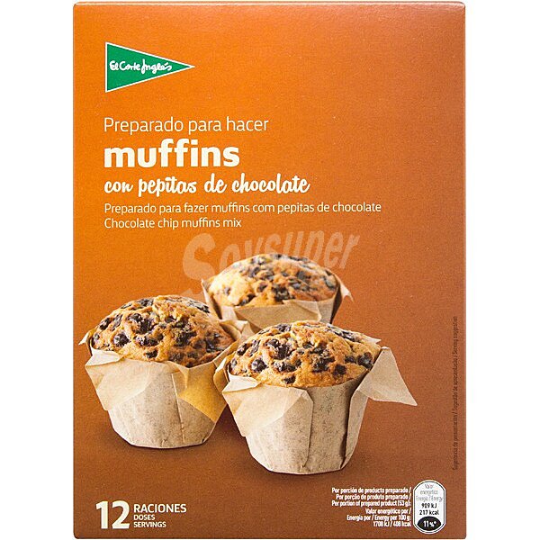 Preparado para hacer muffins con pepitas de chocolate 12 raciones