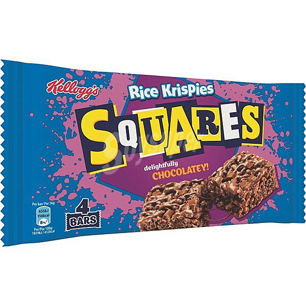 Rice Krispies Squares barritas de cereales con chocolate 4 unidades