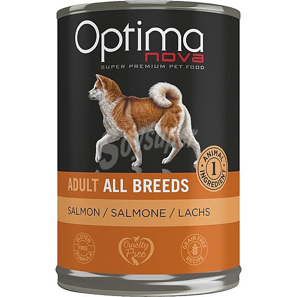 Comida húmeda no grain para perros adultos de todas las razas con salmón