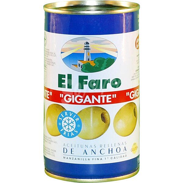 EL faro Aceitunas verdes manzanilla rellenas de anchoa gigantes EL faro