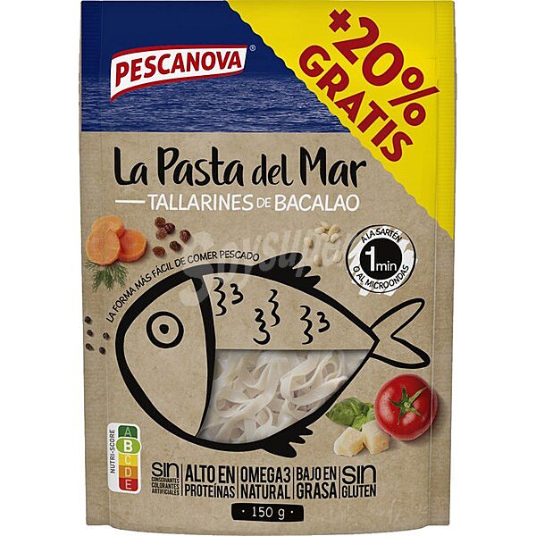 LA pasta DEL MAR tallarines de bacalao sin gluten y sin lactosa