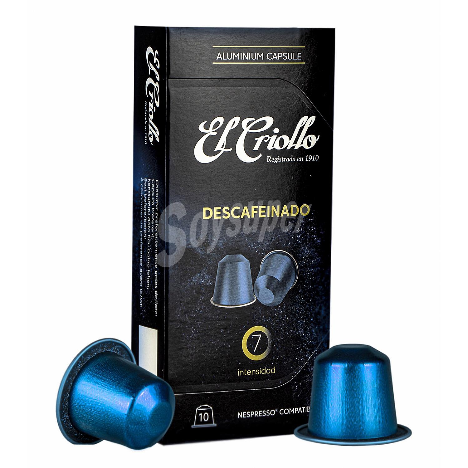 Café descafeinado en cápsulas El Criollo compatible con Nespresso