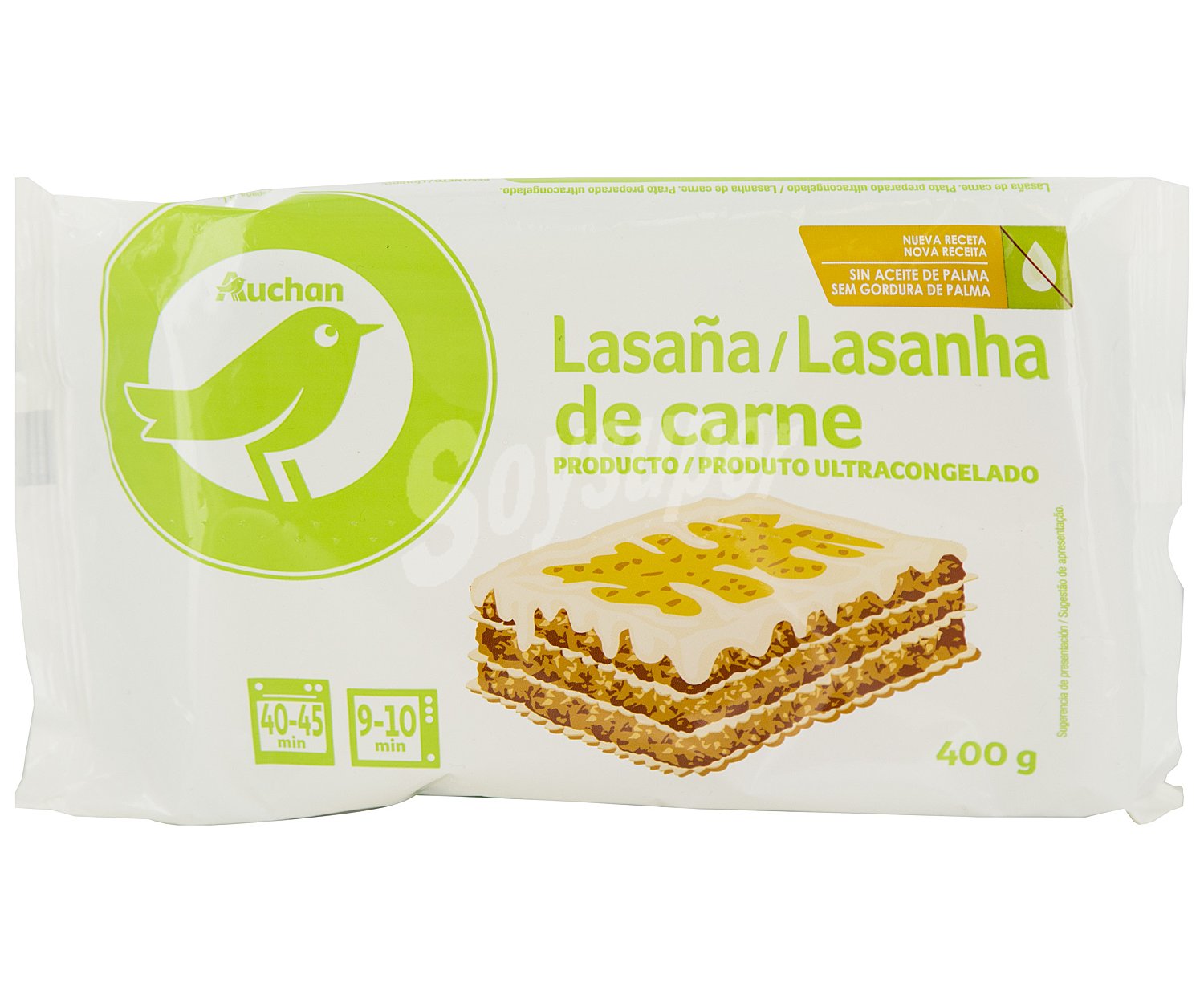 Lasaña ultracongelada rellena de carne