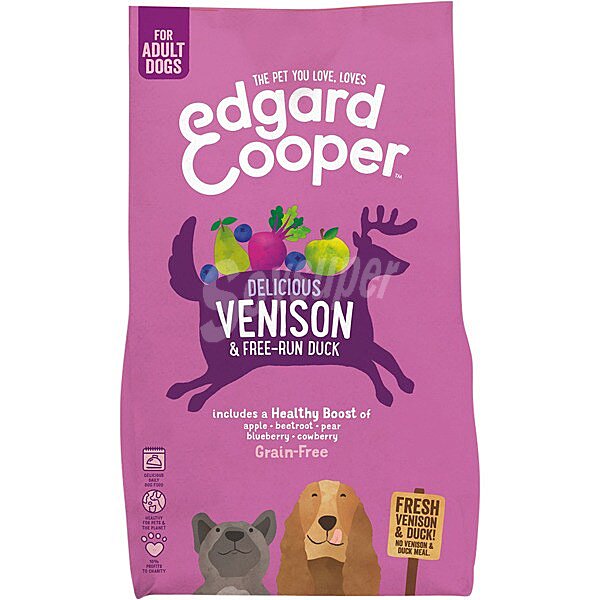 Pienso para perros adultos grain free con venado y pato