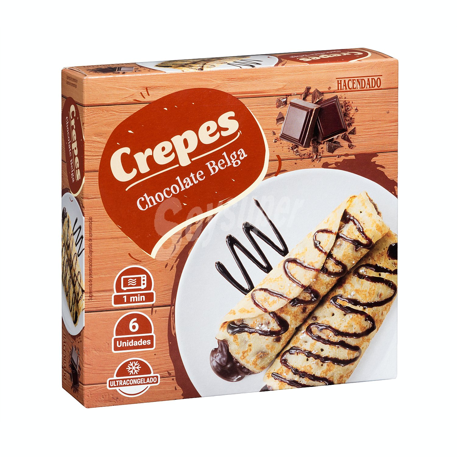 Crepes rellenos de chocolate belga congelados