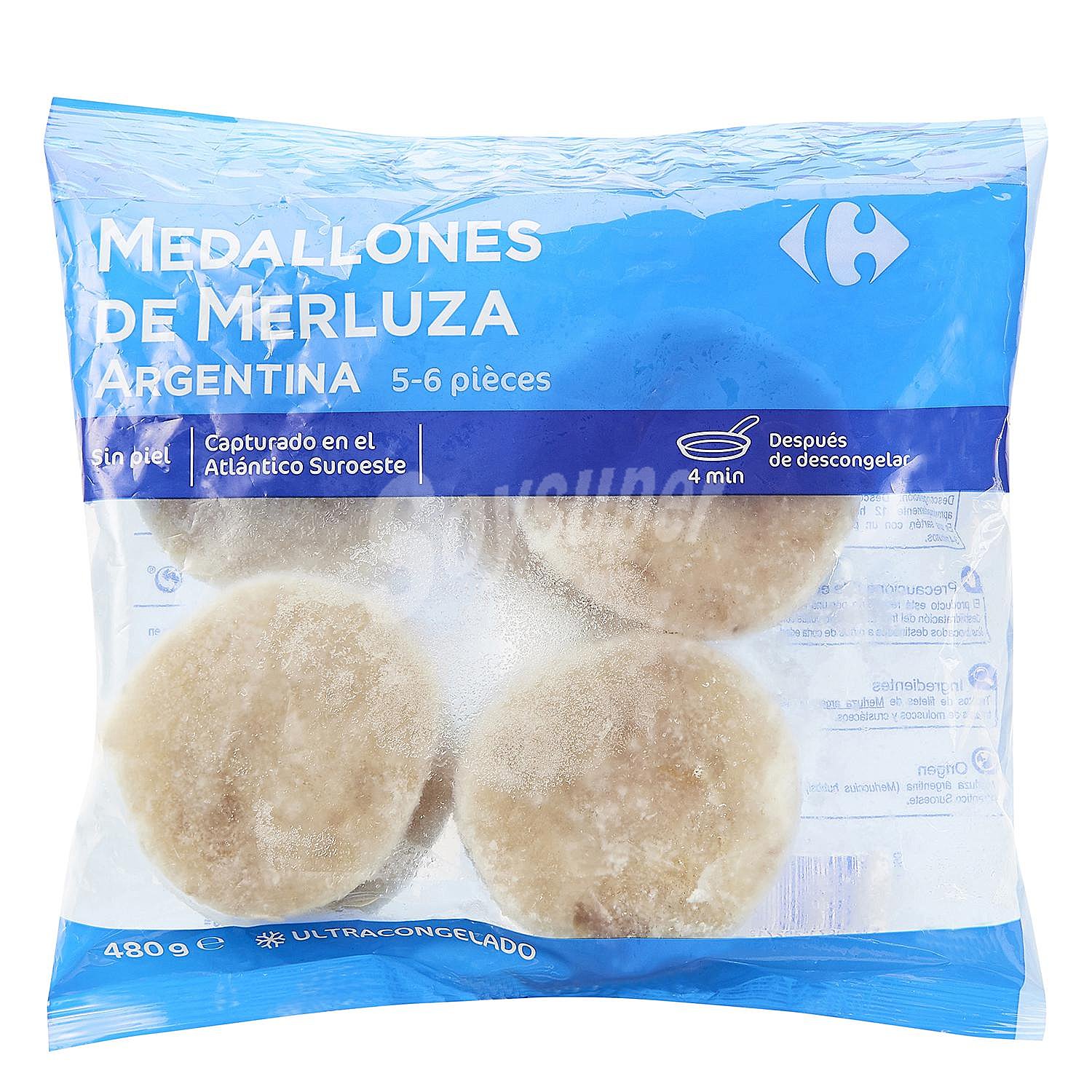 Medallones de merluza argentina congelados Carrefour