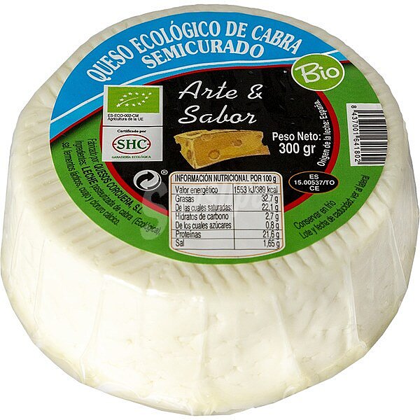 Queso de cabra semicurado elaborado con leche pasteurizada ecológico pieza