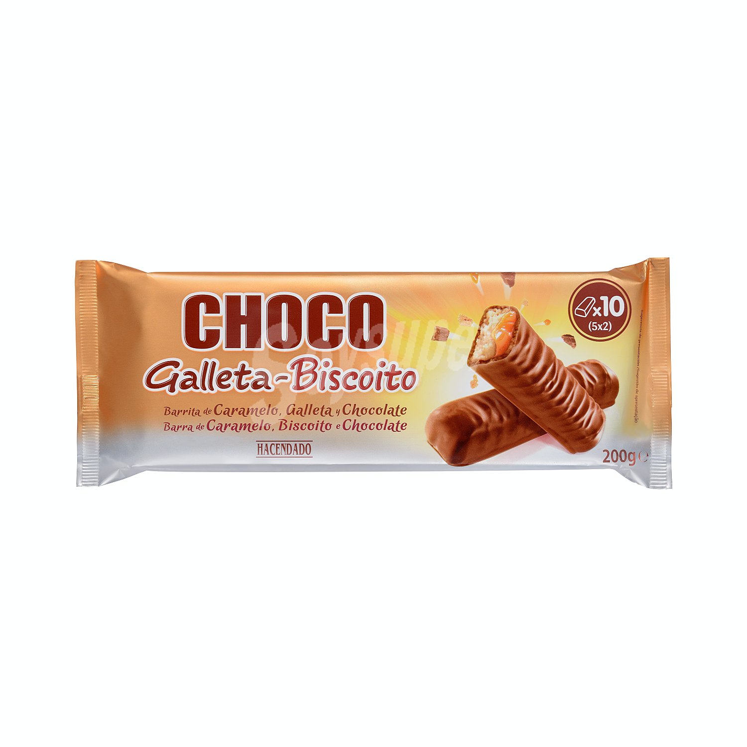 Barritas de galleta y caramelo bañadas de chocolate con leche