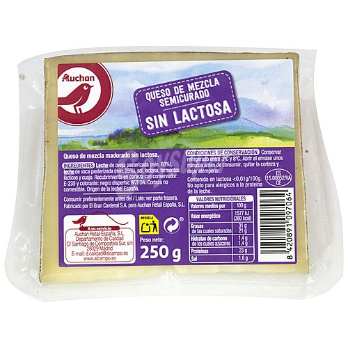 Producto alcampo Queso semicurado cuña sin lactosa producto alcampo