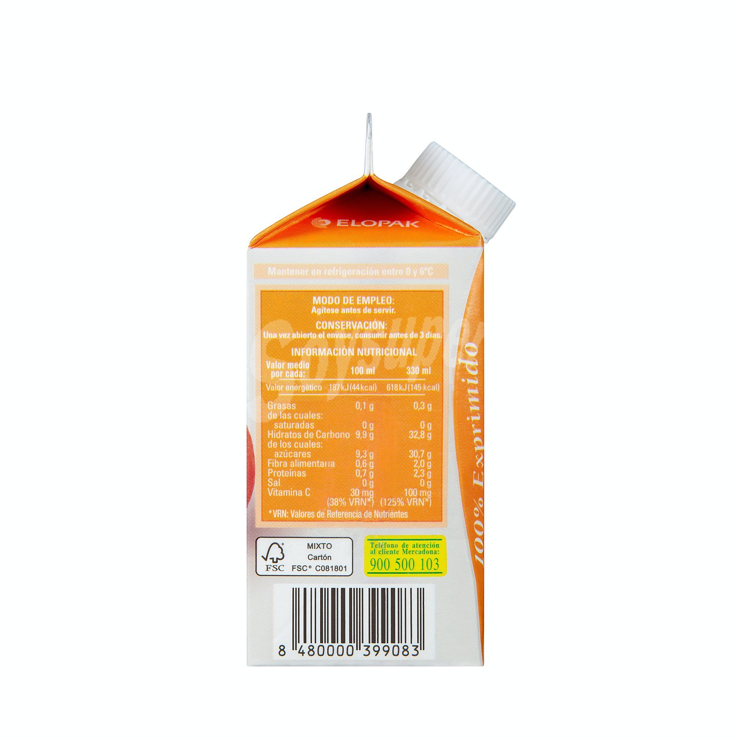 Zumo naranja seleccion refrigerado