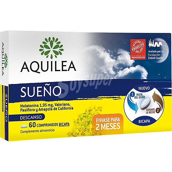 Sueño comprimidos bicapa con accion relajante caja 60 comprimidos con melatoninavaleriana pasiflora y amapola de California