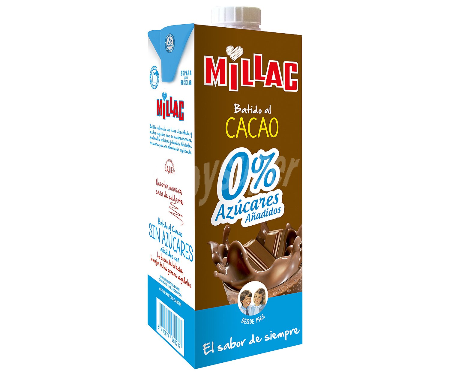 Batido con sabor a chocolate, con 0% azúcares añadidos