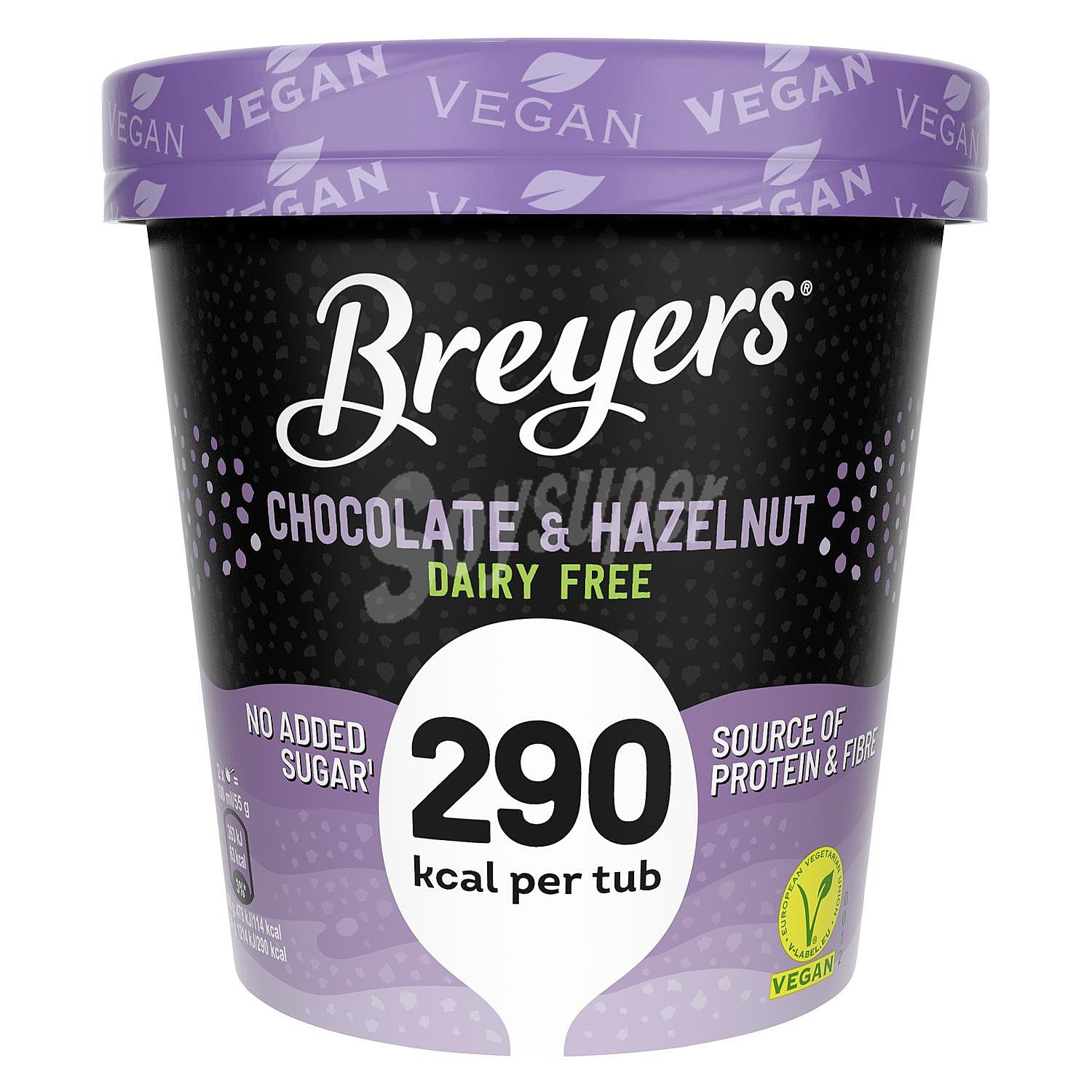 Helado vegano de chocolate y avellanas sin azúcar añadido Breyers sin lactosa