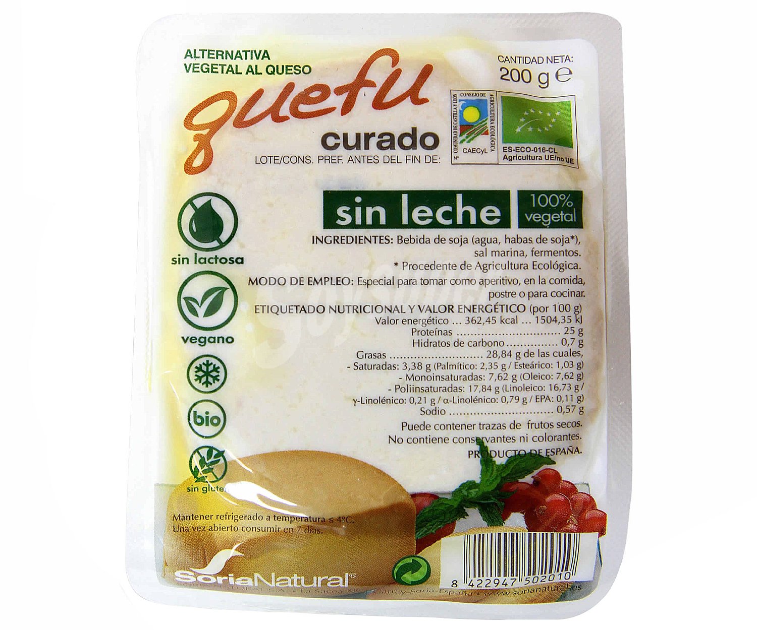 Quefu queso de soja curado sin leche 100% vegetal