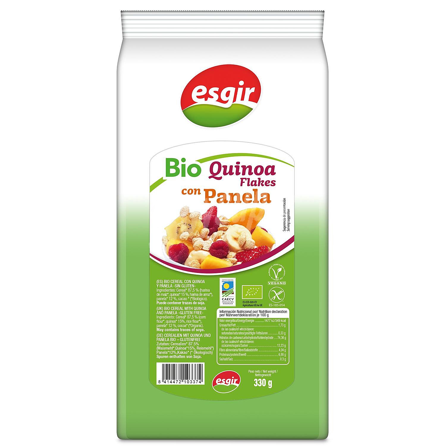 Cereal de quinoa flakes con panela ecológico Esgir sin gluten