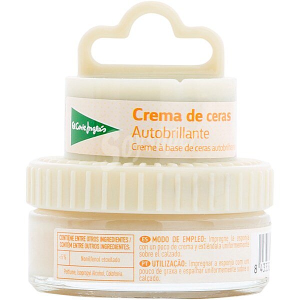 Limpia calzado crema de ceras autobrillante incolora con esponja tarro 50 ml