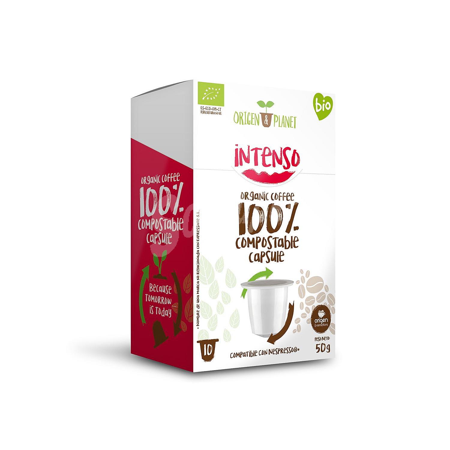 Café intenso en cápsulas ecológico origen&planet compatible con Nespresso