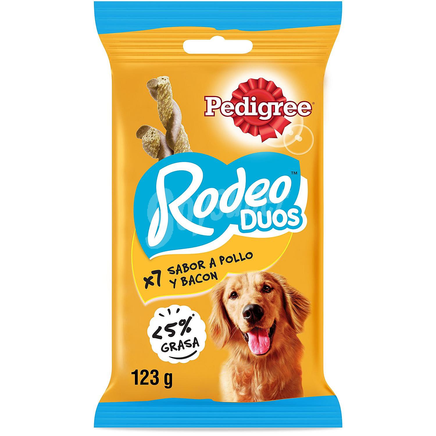 Snacks de pollo y bacon para perro Pedigree Rodeo Duos