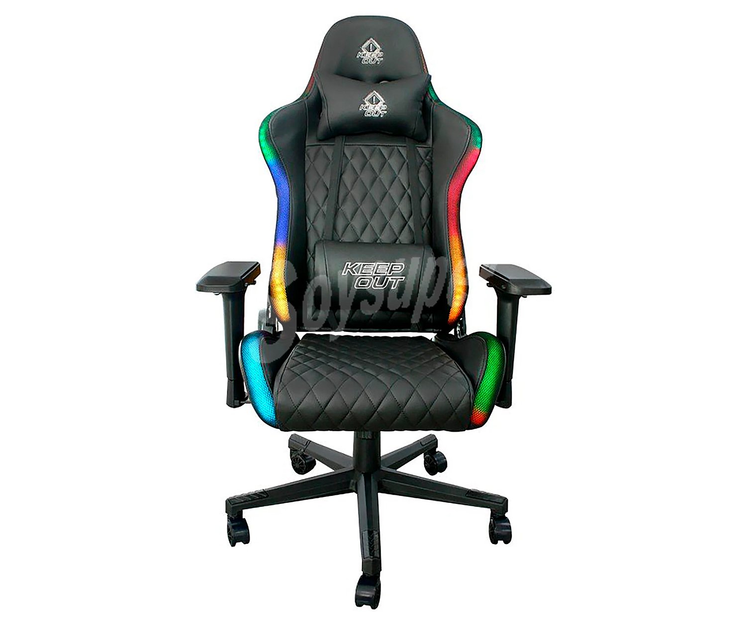 Silla gaming iluminación rgb, reposabrazos ajustable, respaldo reclinable, base con 5 ruedas