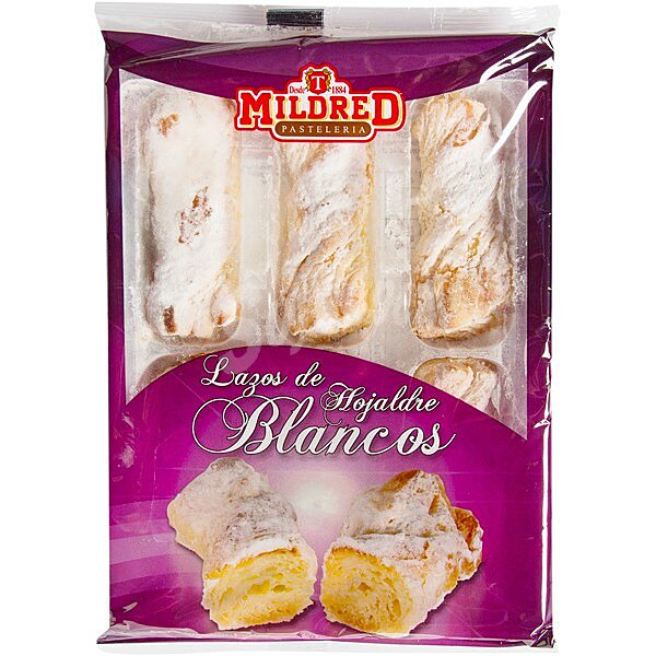 lazos de hojaldre blancos bandeja 225 g